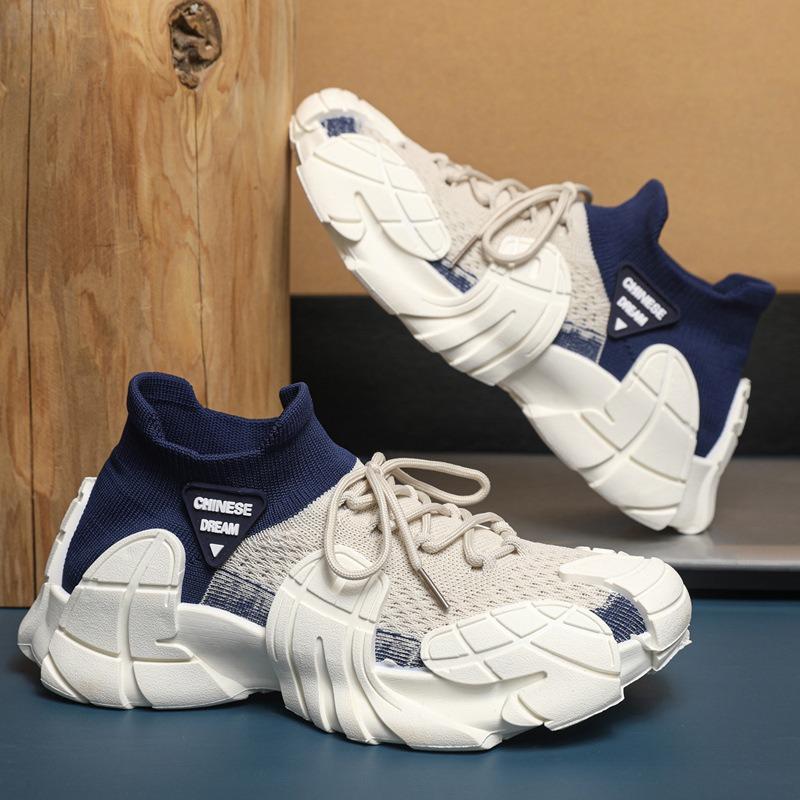 Couple Flying Woven Shoes Autumn New Student Sports Shoes Running Casual Height Increase Couple Shoes