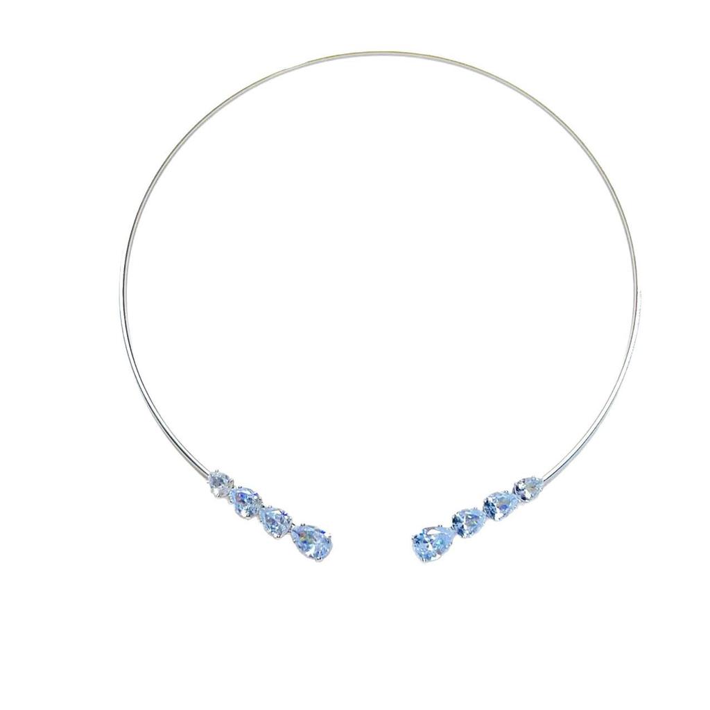 Miedziany naszyjnik choker dla kobiet z regulacją, z cyrkonią w kształcie łzy