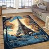 Eiffel Tower Printed Carpet Large Non-Slip Area Carpet-Crystal Velvet Polyester Carpet-Bedroom, Living Decoration