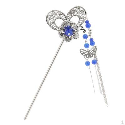 Chinese Hair Sticks Stylish Traditional Flower Hairpin Tassels Clip