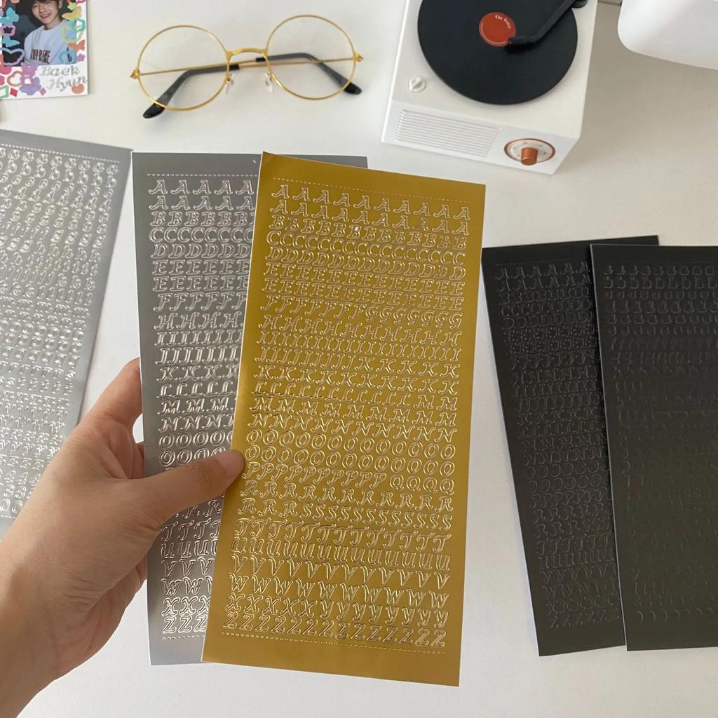 Letter Number Letter Stickers for DIY Idol Card Album Bronzing Gold Silver Scrapbooking Diary Sticker Korean Stationery 1Sheet