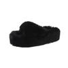 Large size fluffy slippers for women's autumn and winter new home exterior wear with plush inside and thick bottom cross fluffy mop