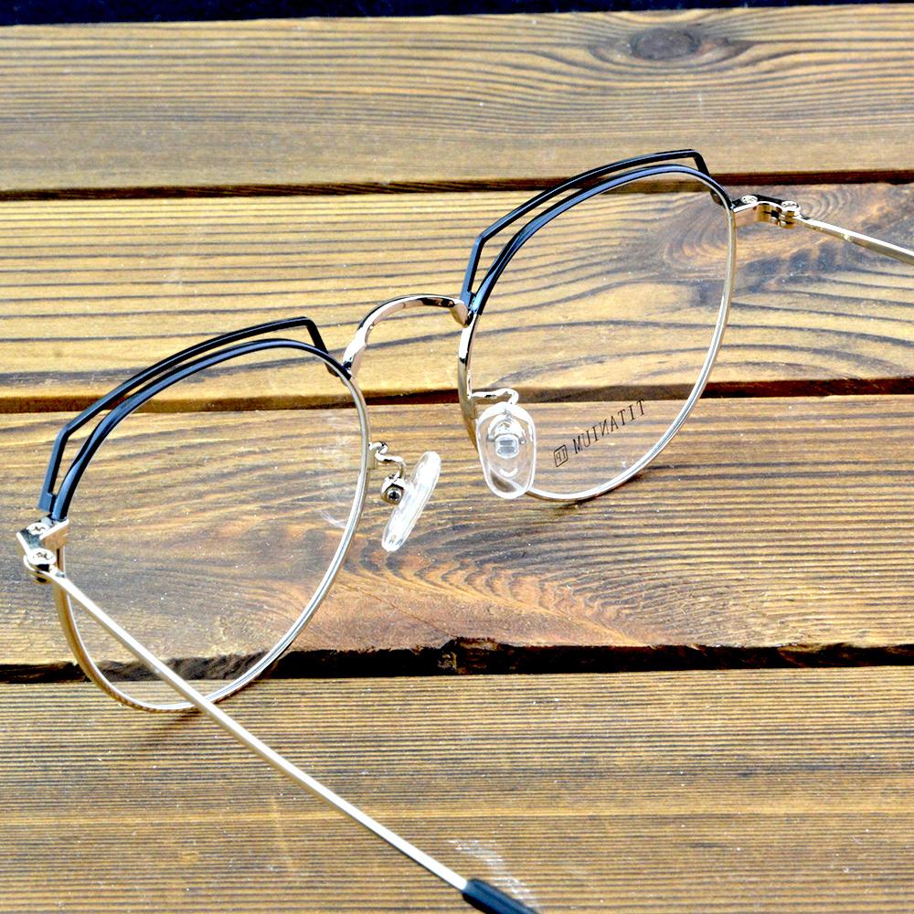 Titanium Cat Eye Optical Glasses Frame – Lightweight Metal Eyewear with Elegant Oval Design for Men and Women