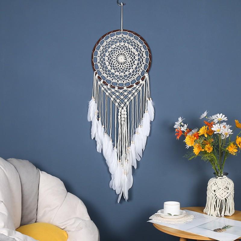 Atrapasueños Bohemio Tejido a Mano con Plumas para Decoración de Interiores