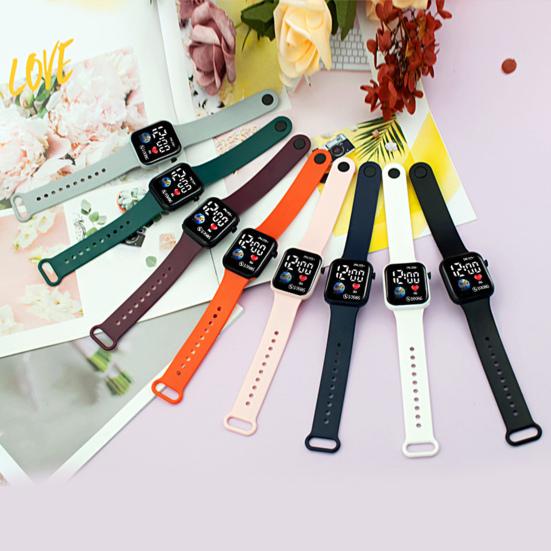 LED-Elektronikuhr, wasserdicht, verstellbar, weiches Silikonarmband, quadratisches Erdzifferblatt, für Kinder, Studenten, Freizeitsport, digitale Armbanduhr, Geburtstagsgeschenk