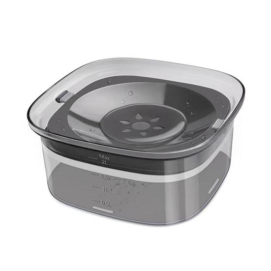Pet Water Bowl No Spill 2L Spill Proof Clear Dog Water Bowl Anti Splash No Mess Cat Water Dispenser for Sloppy Messy Drinkers