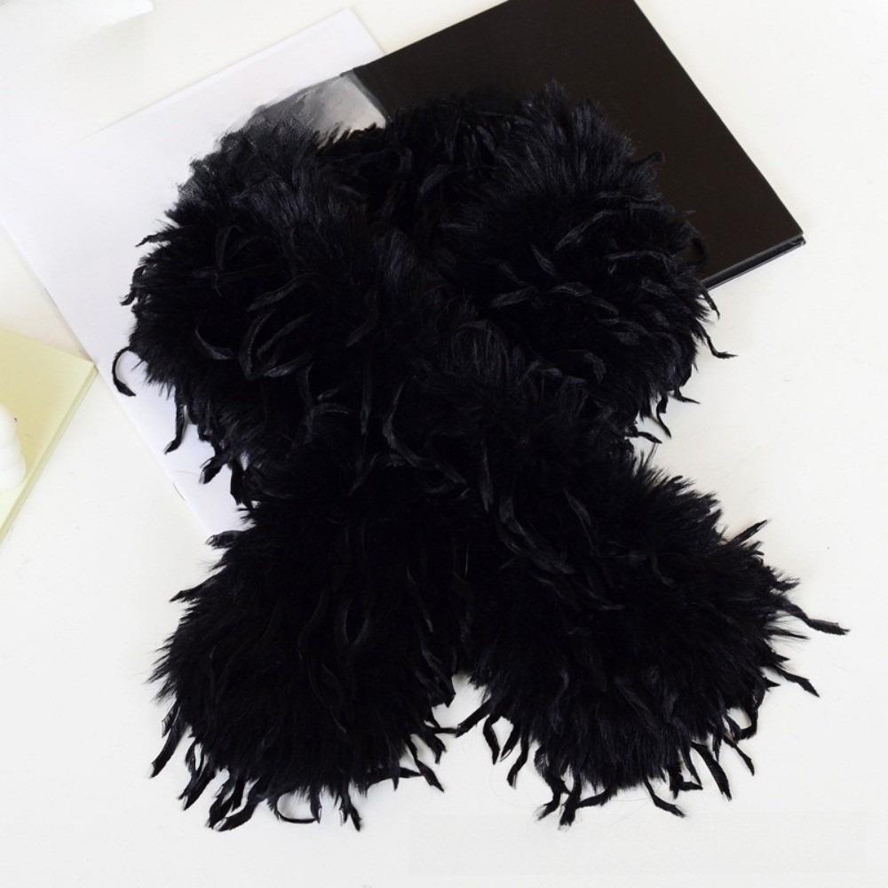 Autumn Winter Soft Plush Fluffy Fur Scarf Thicken Warm Neck Covers Cold Resistant Cross Neckerchief Neck Warmers