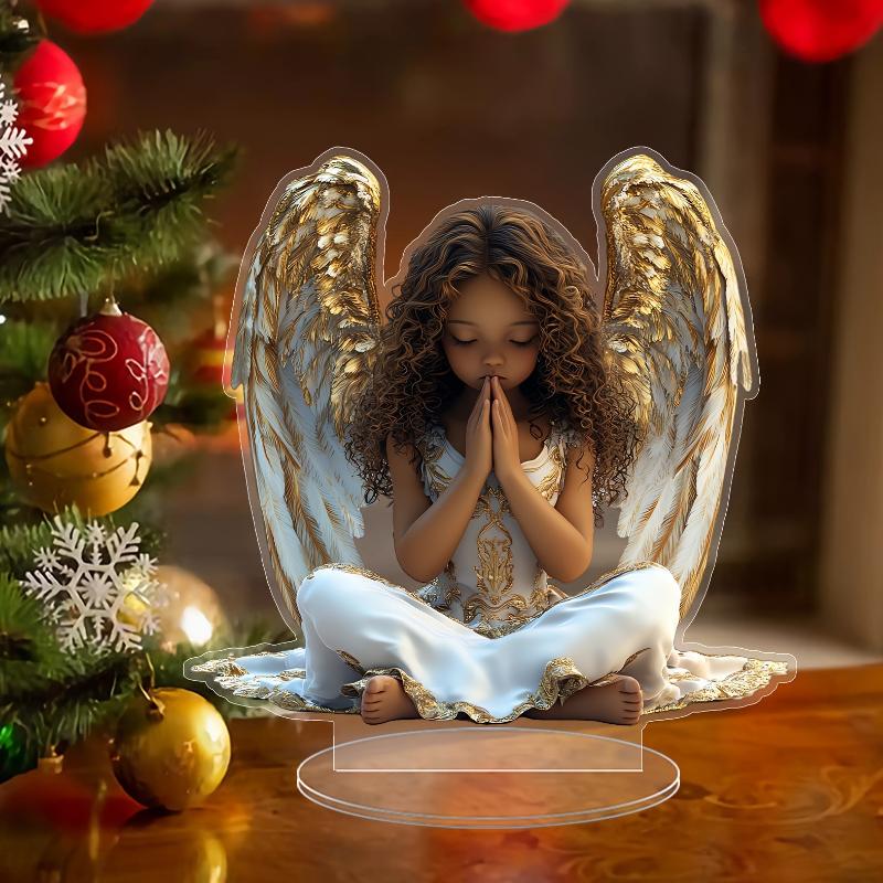 Acrylic Angel Statue Art Modern 2D Praying Desktop Figurine Home Office Creative Decor Piece