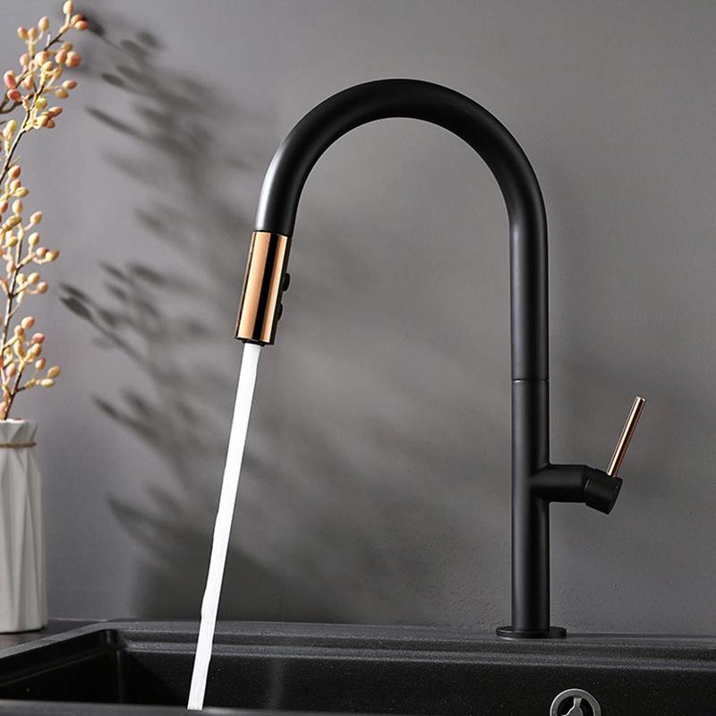 Arrived Pull Out Kitchen Faucet Rose Gold and White Sink Mixer Tap 360 Degree Rotation Kitchen Mixer Taps Kitchen Tap
