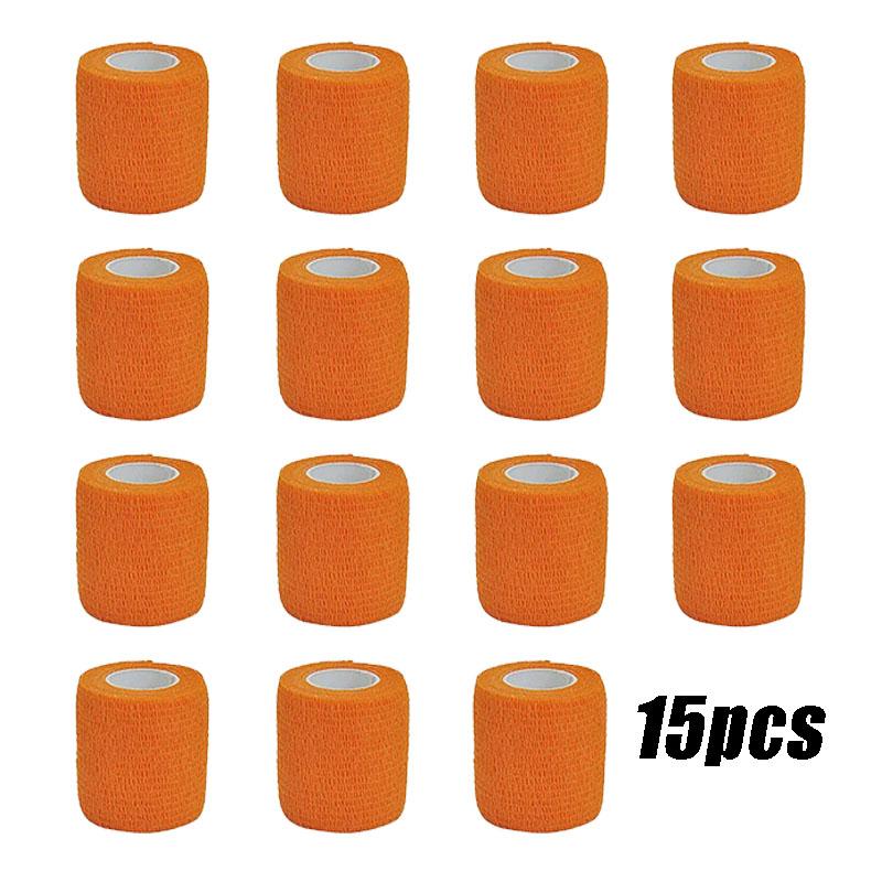 1/6/10/15Pcs 4.8m orange First Aid Self Adhesive Cohesive Elasticity Bandages Sports Tape for Wrist Ankle Sprains & Swelling