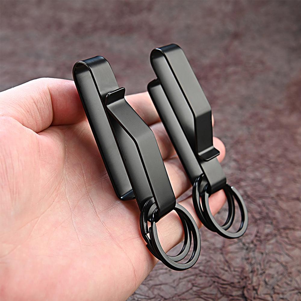New 2pcs Belt Key Clip Stainless Steel Tactical Stealth Belt Loop Keychain
