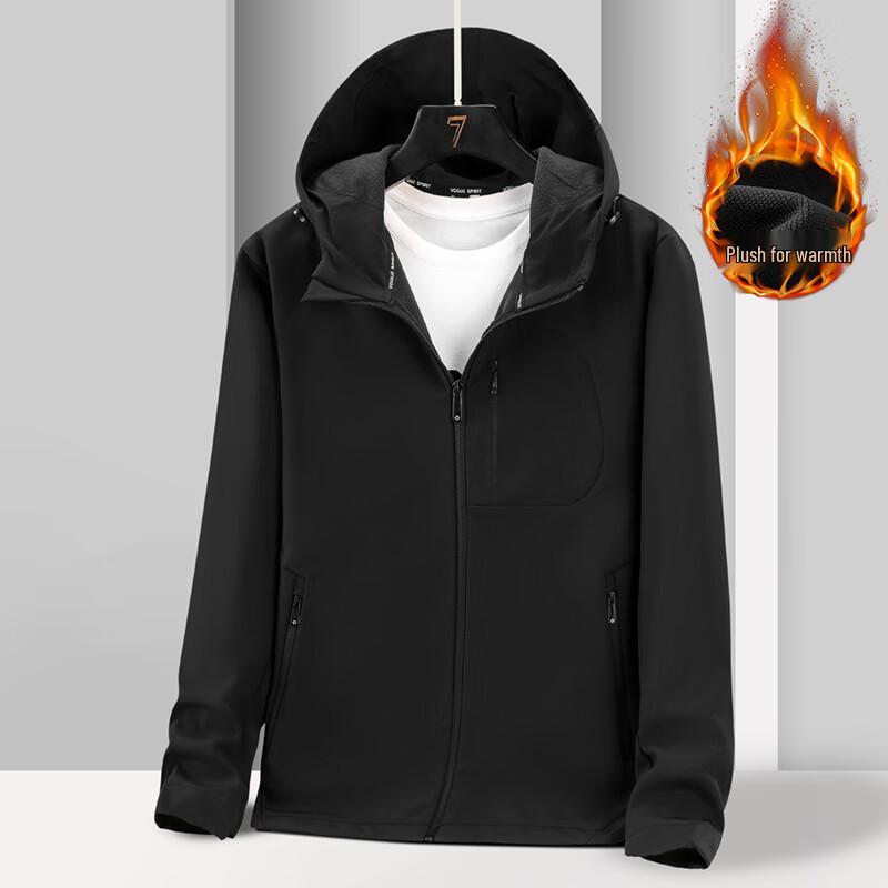 TLUOMAN Men s Outdoor Windproof Warm Hooded Soft Shell Jacket 3XL