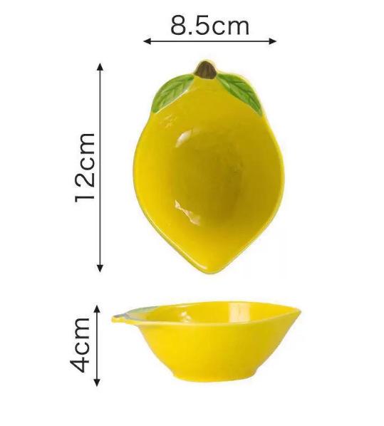 Creative Fruit Lemon Shape Hand-Painted Ceramic Dishes Tableware Cute Fruit Dishes Household Underglaze Color Dishes Bowl