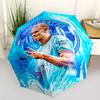 Soccer Player Action Portable Automatic Umbrella Folding Umbrella with 8 Ribs Sturdy Construction Travel Essential Fashionable Accessory