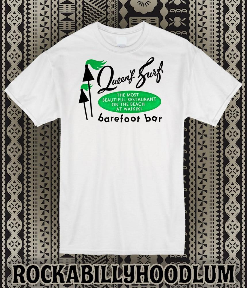 Retro Tiki Art Tee T Shirt Barefoot Bar Mug Queens Surf Waikiki Beach HI Unisex T-Shirt