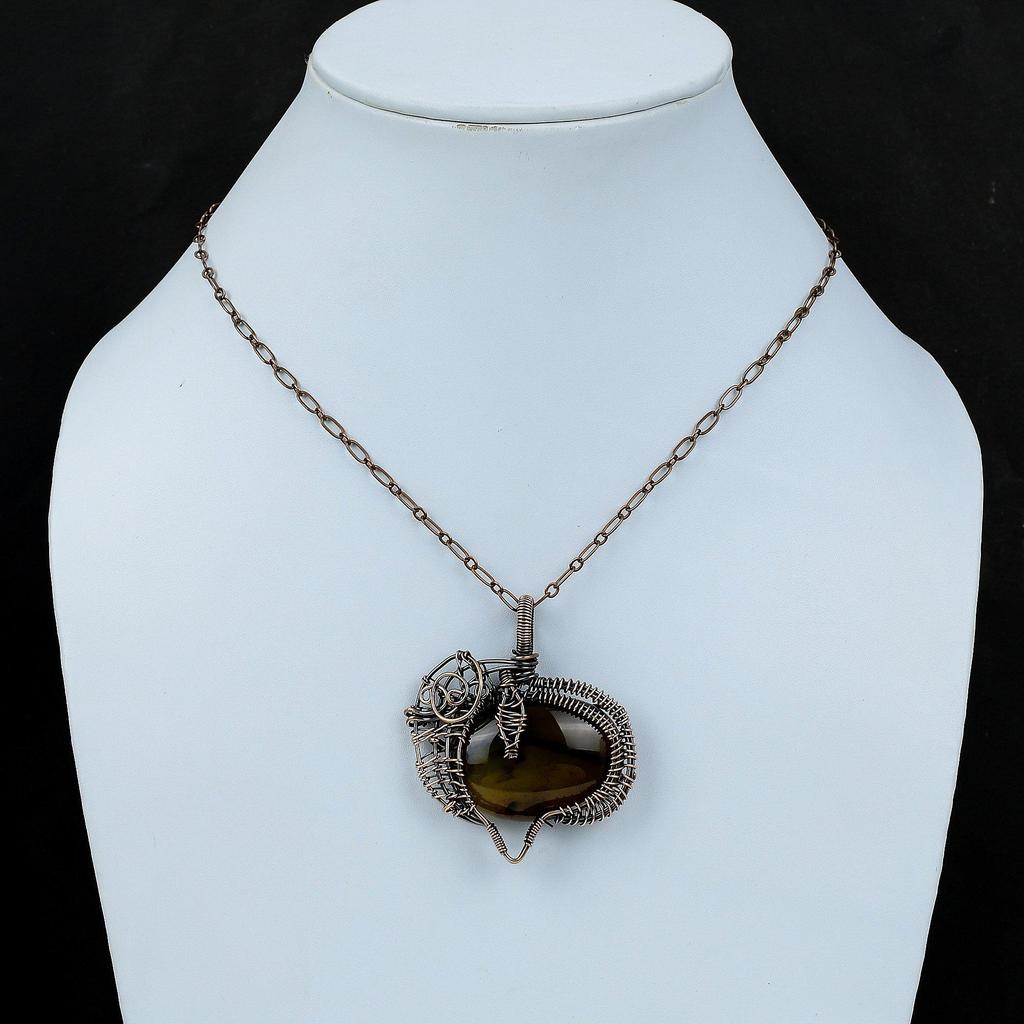 Montana Agate Copper Pendant Wire Wrapped Pendant Handmade Pendant Copper Jewelry Real Gemstone Pendant Wire Wrapped Jewelry Gift For Mother