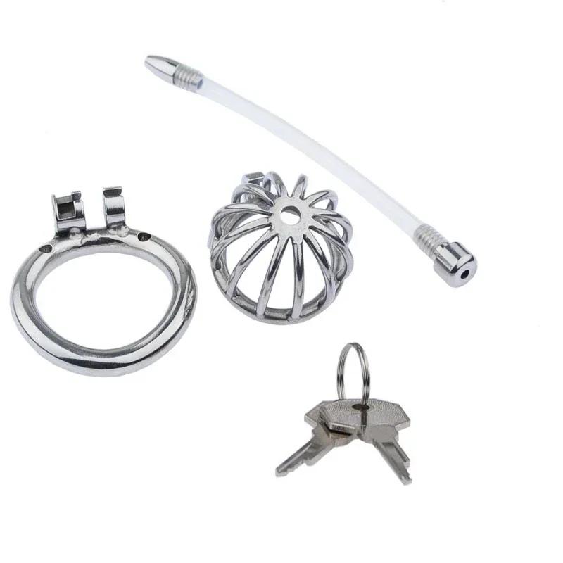 New Metal Chastity Cage Male 2 Type Cock Cage Penis Ring Masturbation SM Gay Chastity Devices Adult Sex Toys For Men