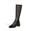 Women's High-heeled Net Boots Spring and Summer New Thick-heeled Large-size Splicing Cool Boots