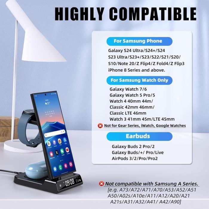 3-in-1 Induktionsladegerät - samsung - galaxy s24 ultra - Digitaluhr - flammhemmendes ABS - schwarz