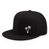 Palm Tree Graphic Black Flat Brim Baseball Cap Unisex Polyester Street HipHop Snapback Hat Outdoor