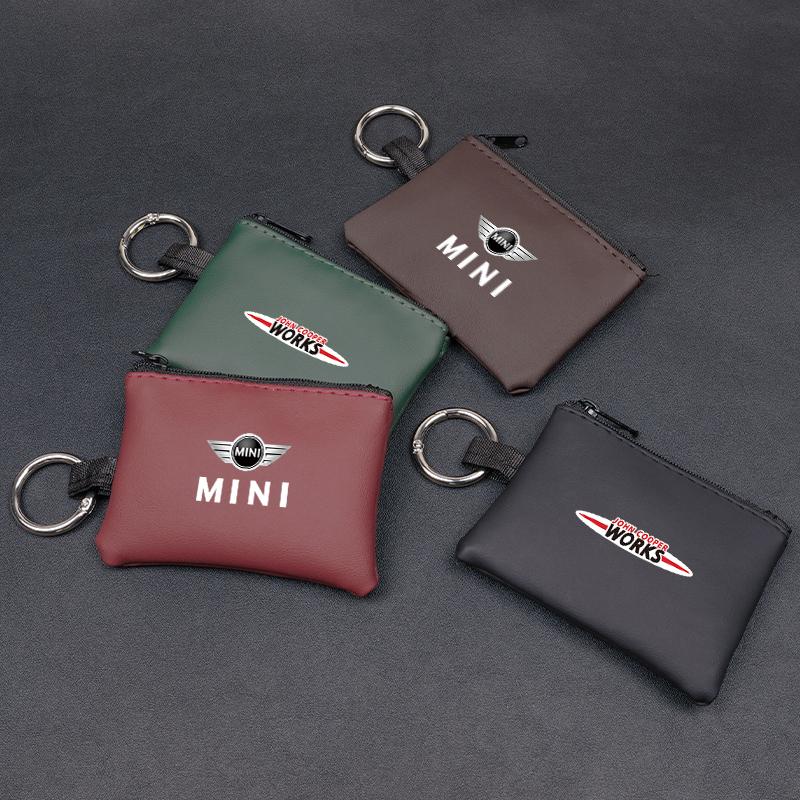 Araba Logolu Deri Anahtar Çantası Mini Bozuk Para Cüzdanı Çok Fonksiyonlu Saklama Çantası BMW Mini Works Cooper F54 F55 F56 F57 F60 R50 R52 R53 için gzpxv22