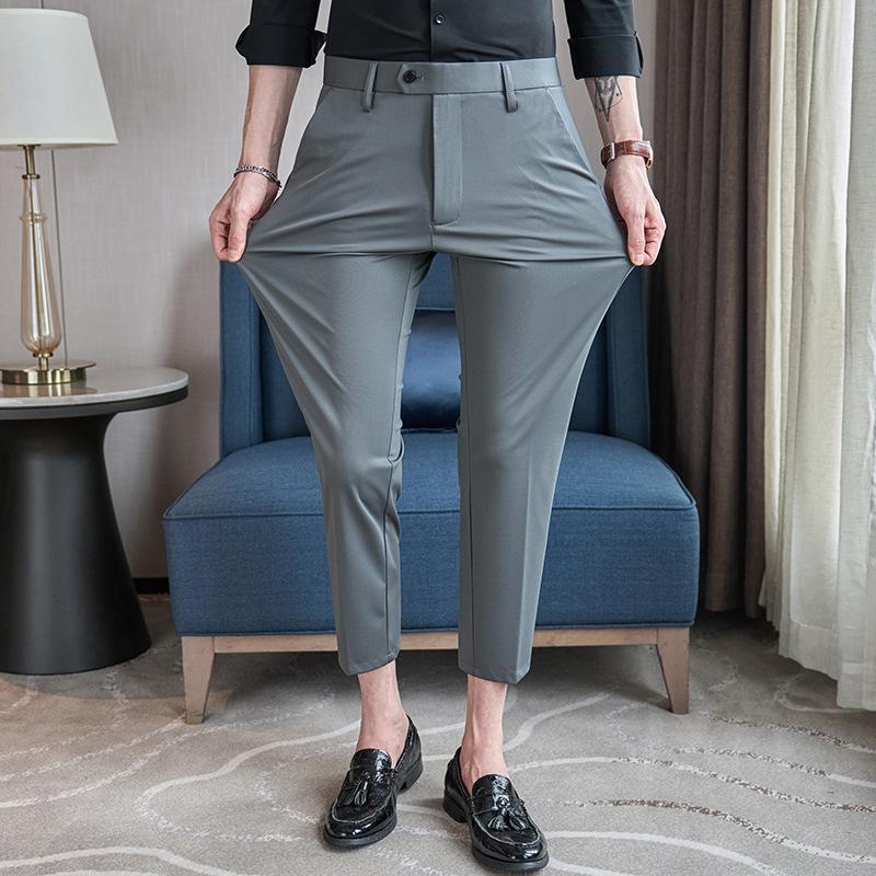 Douyin Hot-selling Model, Summer New Thin Casual Pants, High Elasticity and Ice-cool Men's Versatile Nine-point Pants Men's