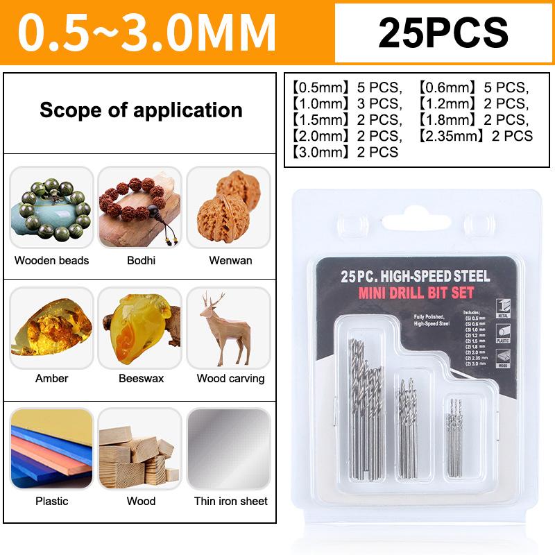 20/25 Stück Holzbearbeitung Kunststoff PVC Leiterplatte Mikrobohrwerkzeug Vollschliff Mini Spiralbohrer 0,3-1,6mm/0,5-3,0mm Satz