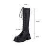 Comemore Summer Women High Boots Lace Up Platform Heel Shoes Ladies Elegant Women's Black Hollow Out Cool Knight Botas