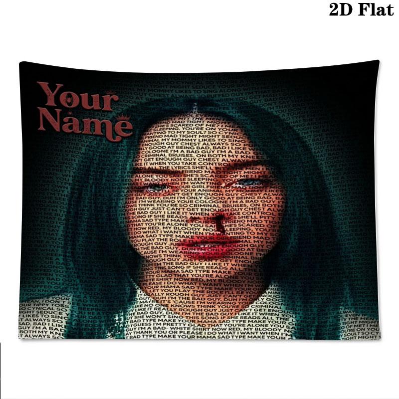 Arazzo da Parete con Nome Personalizzato Billie Eilish Appeso Estetico alla Parete Coperta in Tessuto Stampato Arazzi Decorativi per Camera da Letto Soggiorno Decorazioni per la Casa