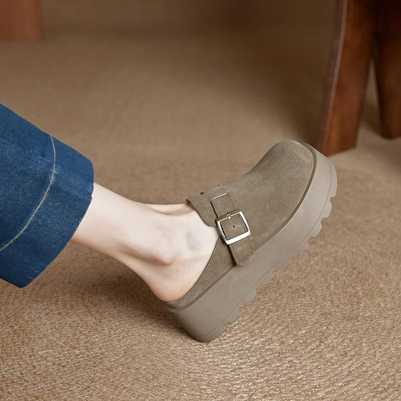 Women's Slippers Thick-soled Mules with Closed Toe for Women Large-size Comfortable Half-slippers Female