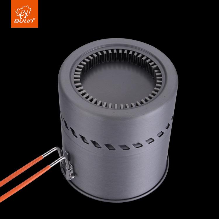 Set de vase portabile pentru camping: Oală care colectează căldura, Ceainic și Arzător cu cartuș