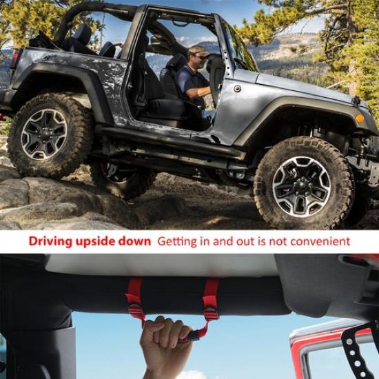 4pcs Red Top Roll Bar Grab Handles Grip Wide Canvas Handle fit for Jeep Wrangler