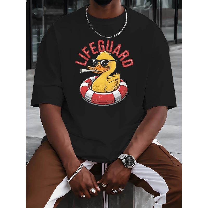 European Size Men'S Lifeguard T-Shirt. A Printed Tee Designed for Basketball Practice. This Crewneck, Short-Sleeve Shirt Perfect for Trendy Streetwear