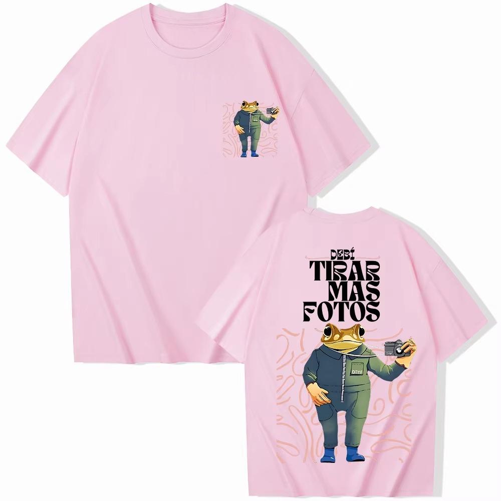Bad Bunny Frog Photographer Debi Tirar Mas Fotos Tshirt 2026 summer Men Women O Neck Bad Bunny Fashion Casual Tshirts Unisex XL