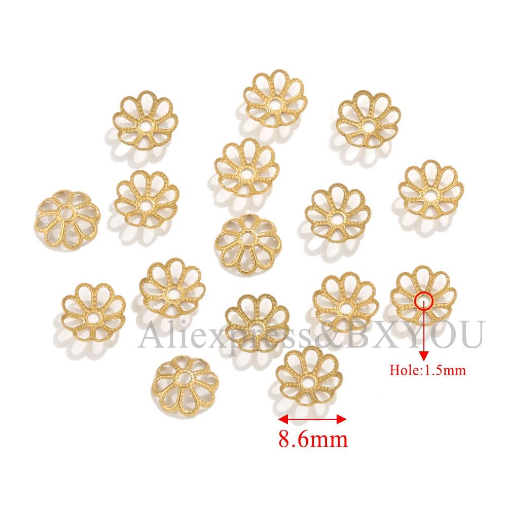 50Pcs/Lot Stainless Steel Flower Petal End Spacer Beads Caps Charms Bead Cups For Jewelry Making Supplies Findings Accessories