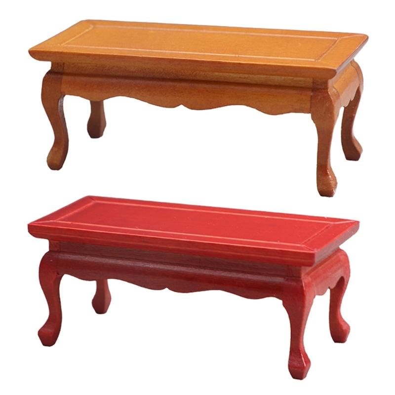 Exquisite Mini Wood Dessert Table Dolls House Furniture Miniature Furniture Decoration Model Exquisite Craftsmanship