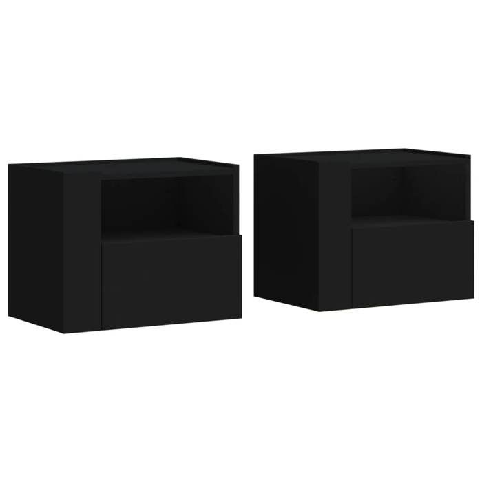 VidaXL Tables de chevet murales 2 pcs noir 45x30x35 cm 848314