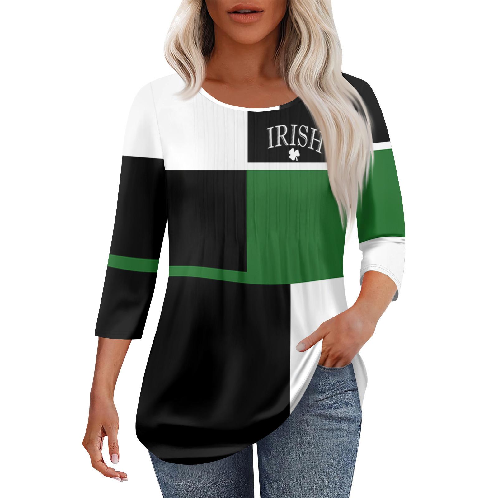 

Женская модная повседневная плиссированная футболка с круглым вырезом и рукавом семь четвертей XXXL