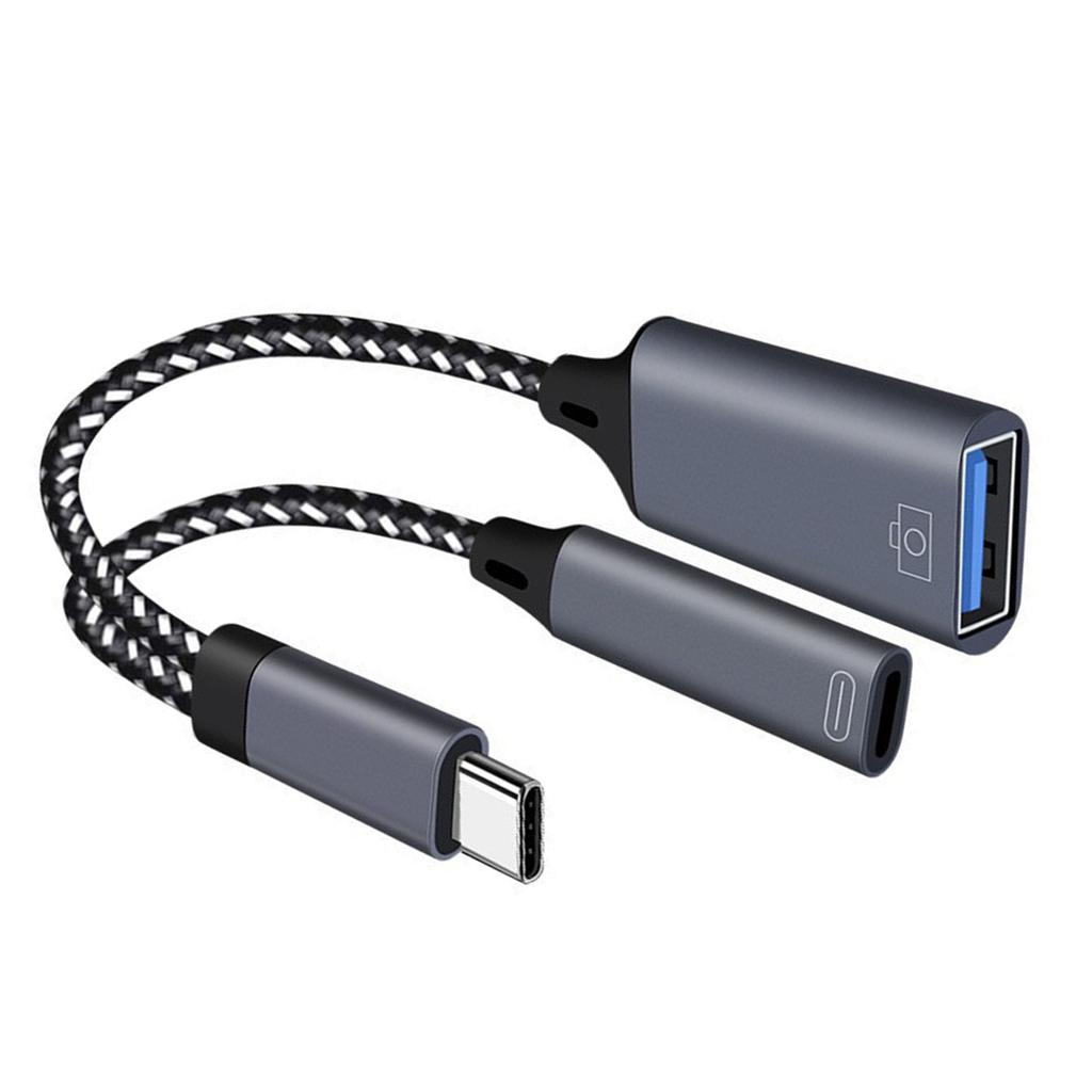 USB C To USB OTG Splitter Aluminum Alloy USB C Splitter Chargers & Data Transfer for Laptops Smartphones Tablets