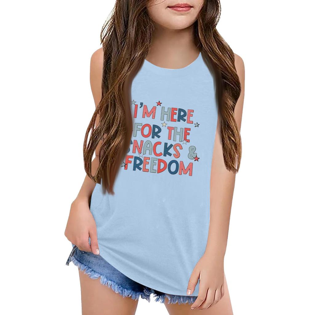 Mädchen Kinder Sommer Rundhals Ärmellose Shirts Tanktops