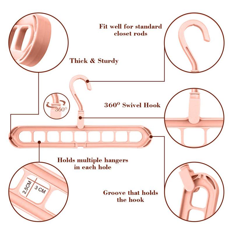 9-Hole Magic Clothes Hanger Closet Organizer Space Saving Multi-function Drying Racks Wardrobe Scarf Storage Cloth Hanger