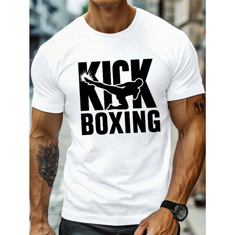 European sizes Casual Short-Sleeve T-Shirt for Plus-Size Men Featuring a Kickboxing Graphic, Perfect for Summer Wear And Daily Activities