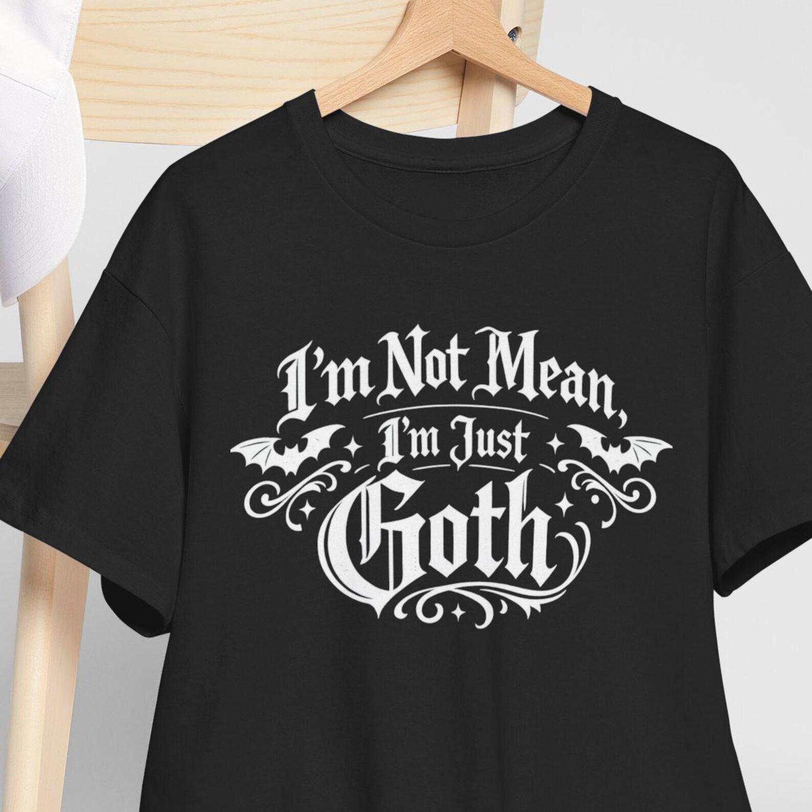 Funny Goth T-Shirt, I m Not Mean, Bat Graphic Tee 2XL