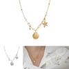 Stunning Gold And Silver Titanium Steel Starfish Shell Pendant Necklace For Women