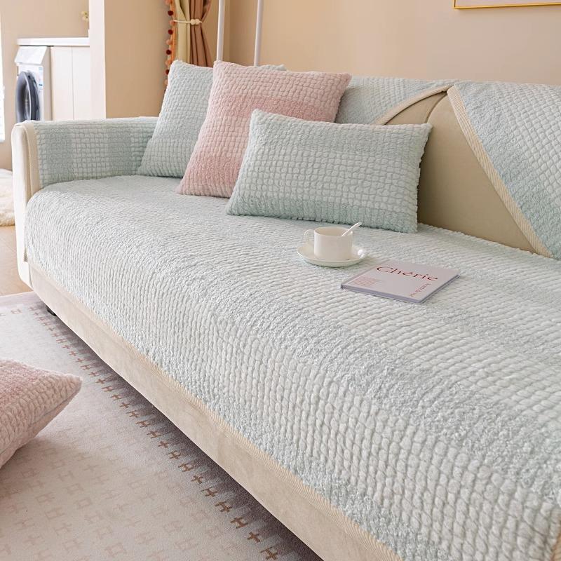 Plush Sofa Cushion Winter New Thickened Non-Slip Cushion Simple Modern Leather Sofa Cover Cover Cloth