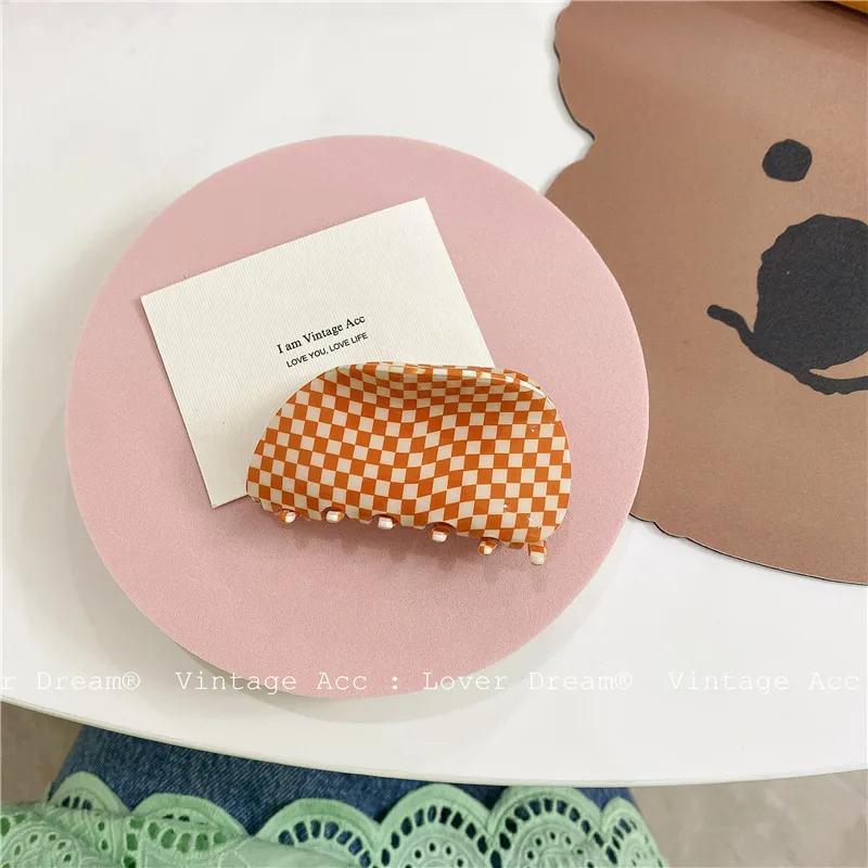 Acetate Hair Claw Medium Size Colorful Grid Plaid Stripe Hair Clip Shark Clips Girls Women Hair Accessories