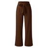 Women's Loose Pocket Wide Leg Pants Casual Button Elastic Waist Cotton Linen Loose Wide Leg Pants