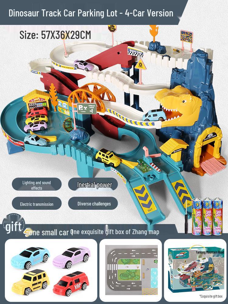 Dinosaur Adventure Skyscraper Track Car Set for Kids