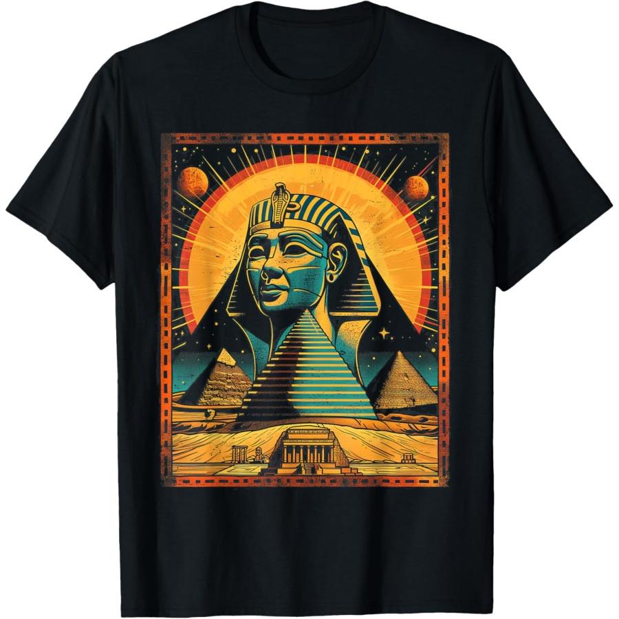 

иллюстрация египетского сфинкса и пирамид фараон египетская футболка(1) XXXXXL чёрный