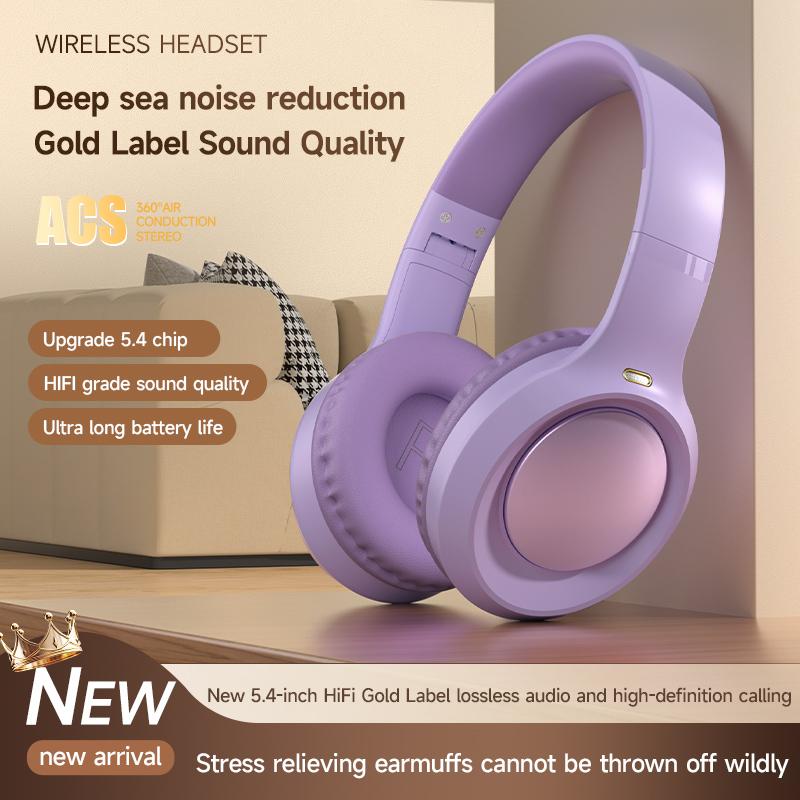 

2024 Новое поступление Беспроводные Bluetooth-гарнитуры Накладные наушники Стереозвук Bluetooth Складная гарнитура Игровые наушники Супер фиолетовый